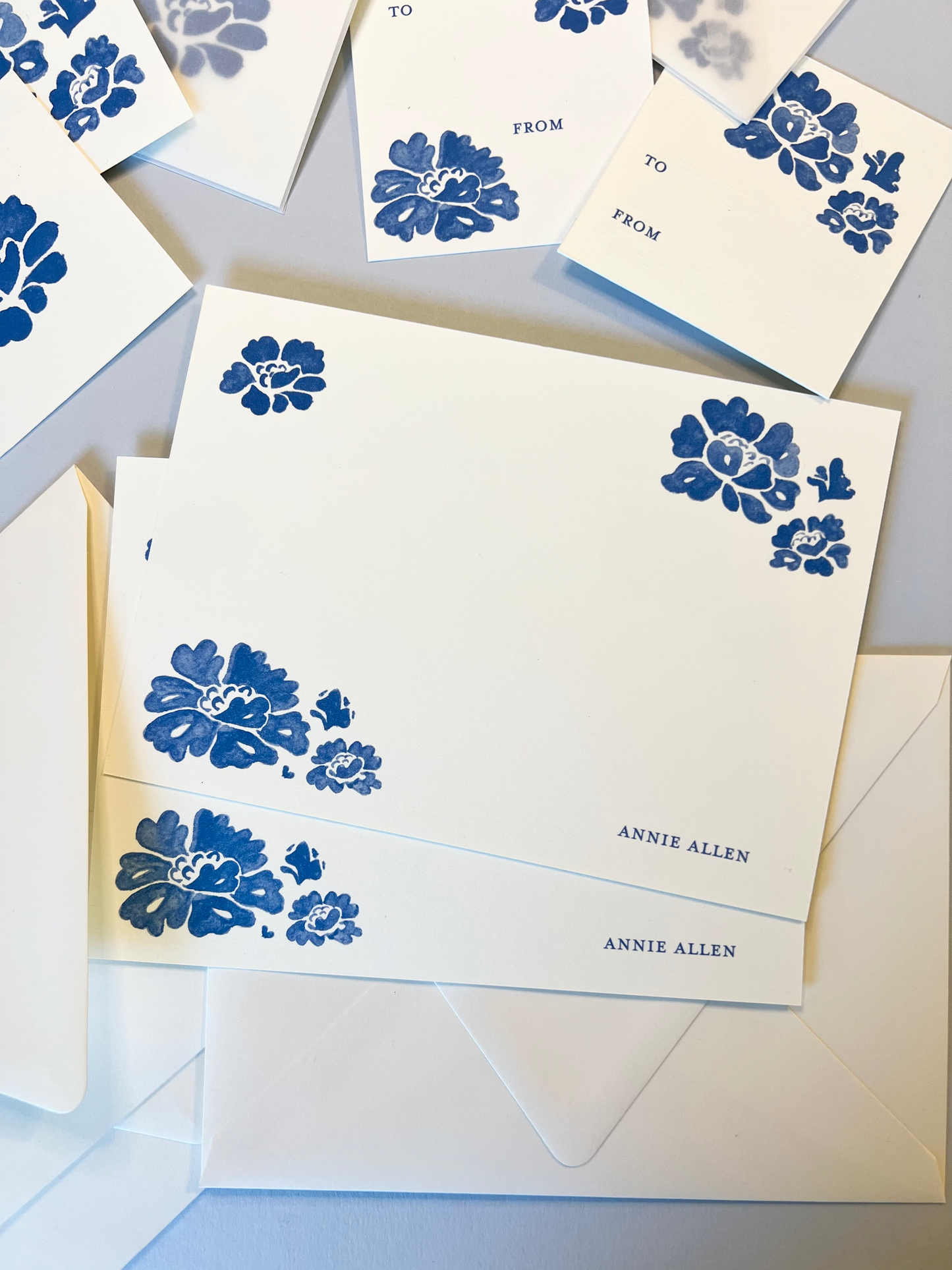 Blue Flora Stationery Set