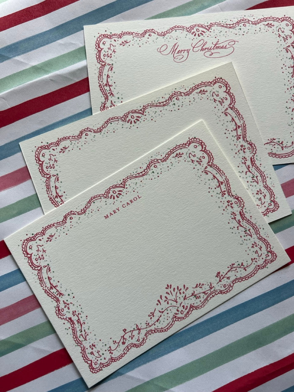 Embroidered Holiday Stationery Set