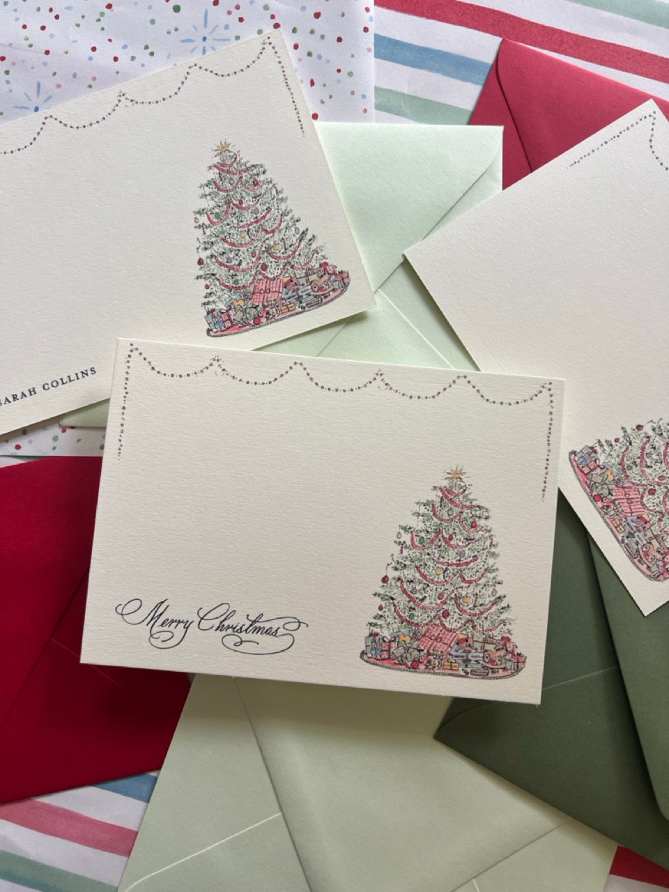 Vintage Christmas Tree Stationery Set