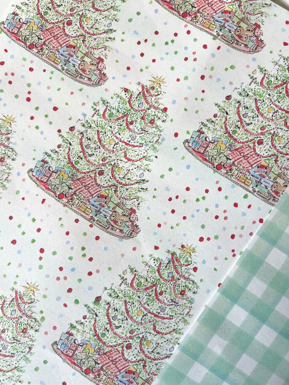 Vintage Christmas Tree Gift Wrap Roll