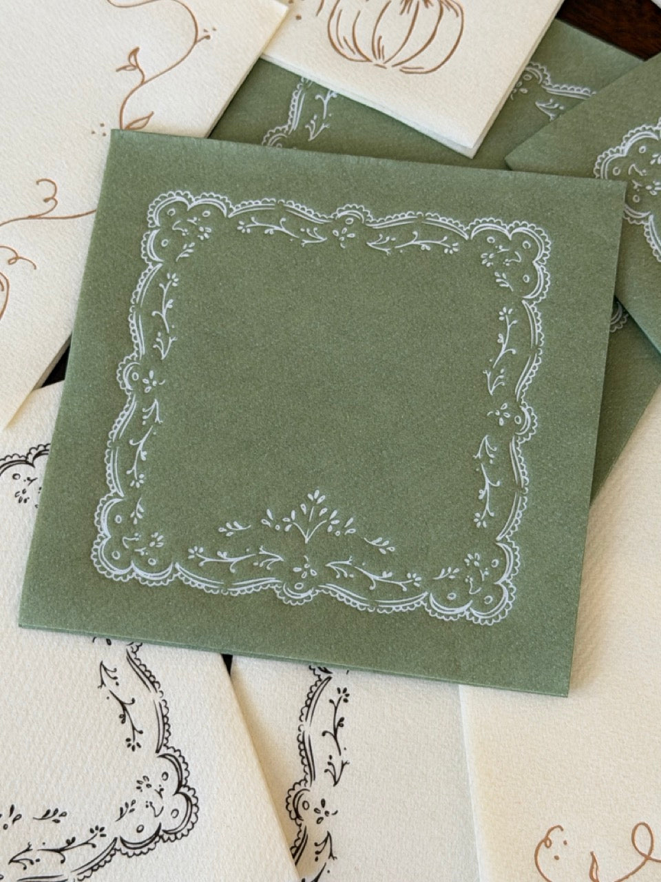 Embroidered Napkins - Green