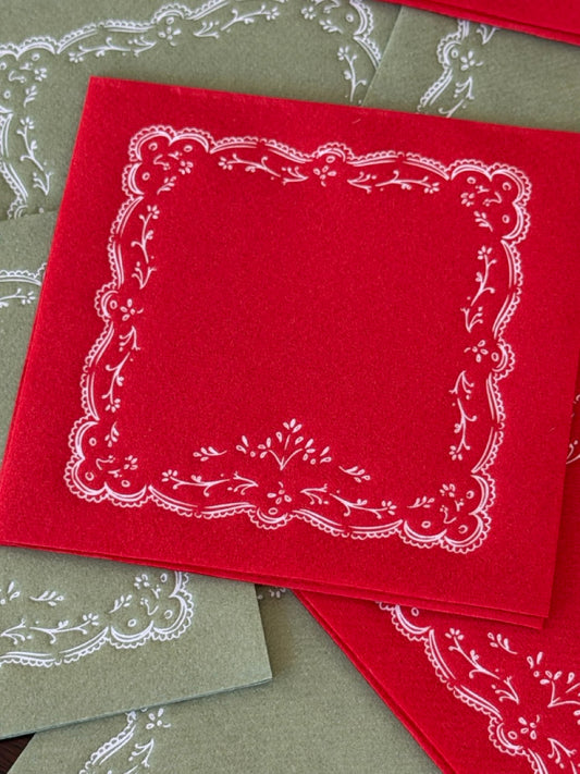 Embroidered Napkins - Red