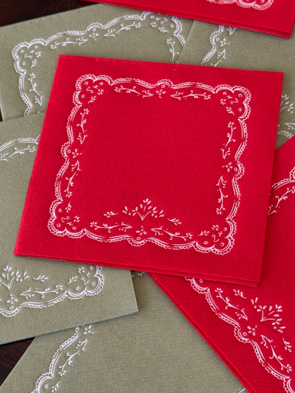 Embroidered Napkins - Red