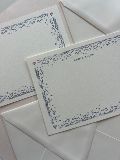 Vintage Hearts Border Stationery Set