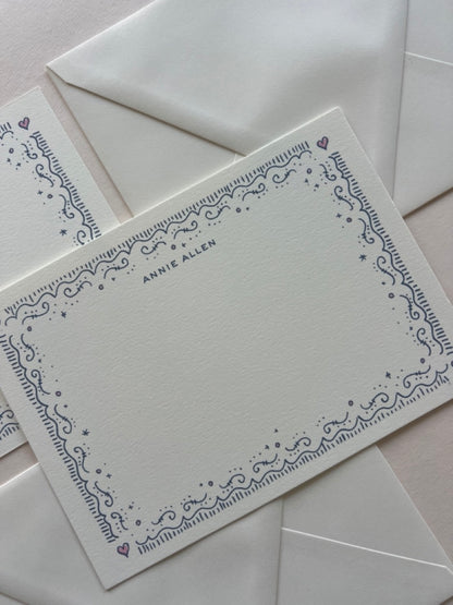 Vintage Hearts Border Stationery Set