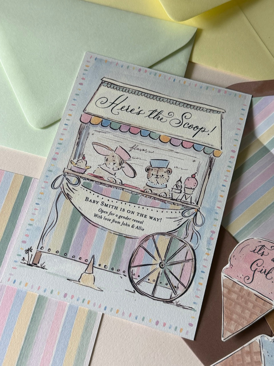 Ice Cream Cart Gender Reveal (Set of 5)