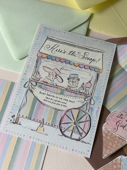Ice Cream Cart Gender Reveal (Set of 5)