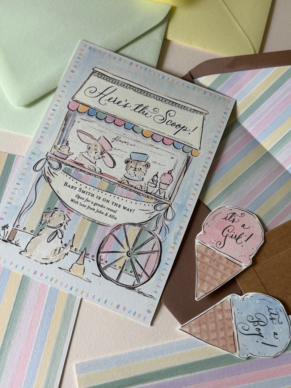 Ice Cream Cart Gender Reveal (Set of 5)