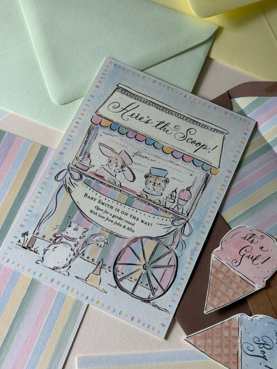 Ice Cream Cart Gender Reveal (Set of 5)