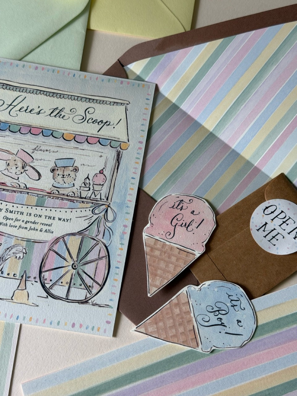 Ice Cream Cart Gender Reveal (Set of 5)