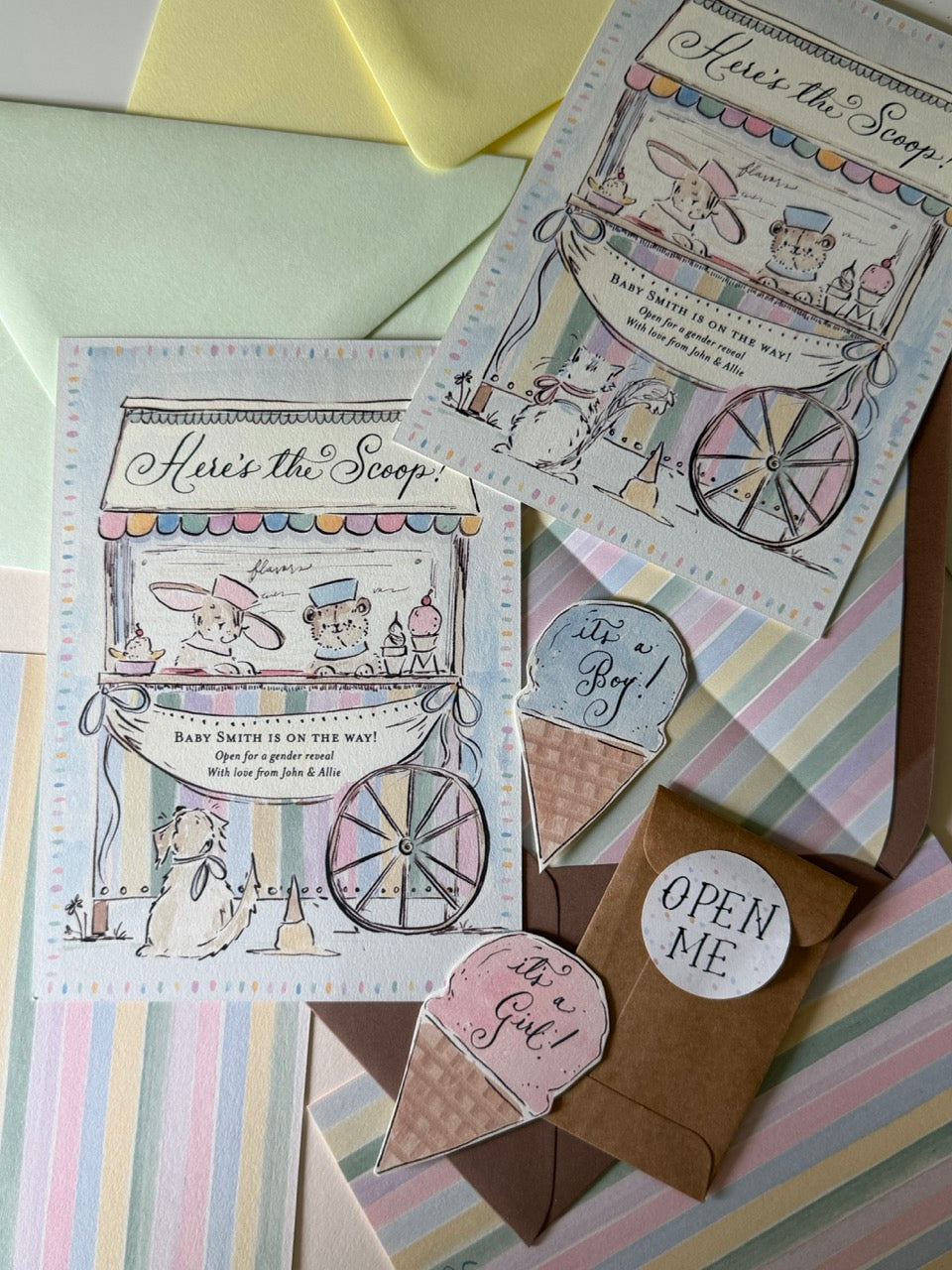 Ice Cream Cart Gender Reveal (Set of 5)