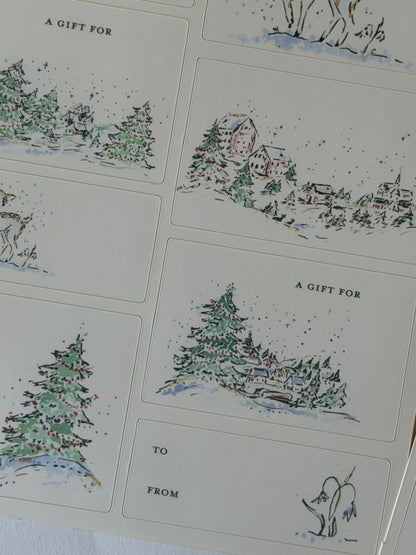 Woodland Village Holiday Gift Sticker Labels