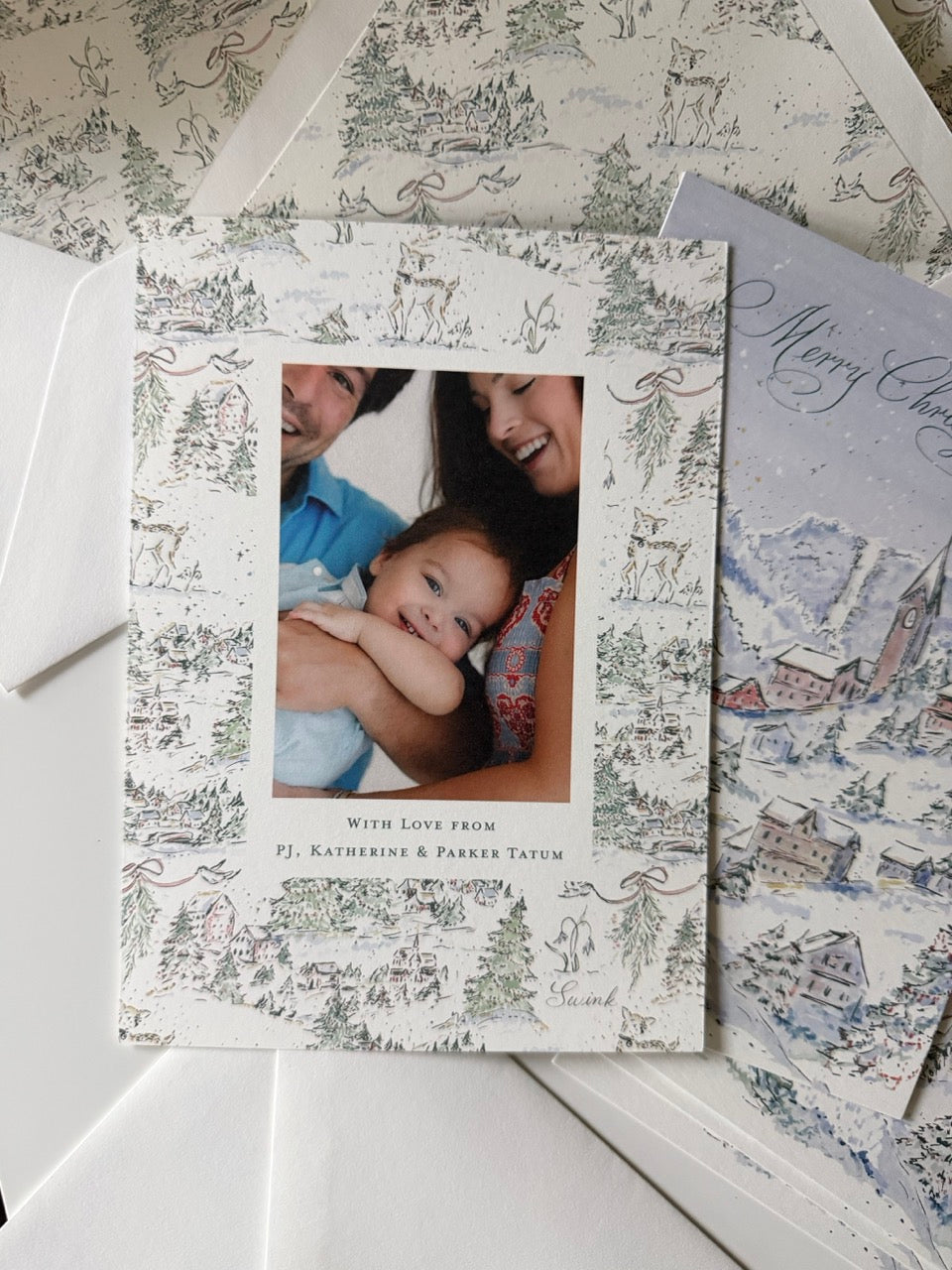 Snowy Woodland Village Holiday Card