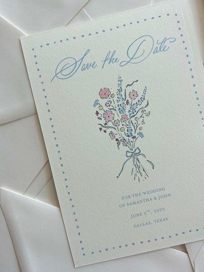 Wildflower Bouquet Semi Custom Invitation
