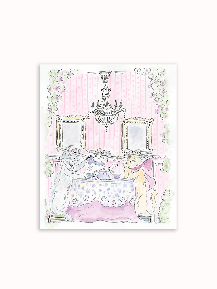 Kittens at Tea Art Print