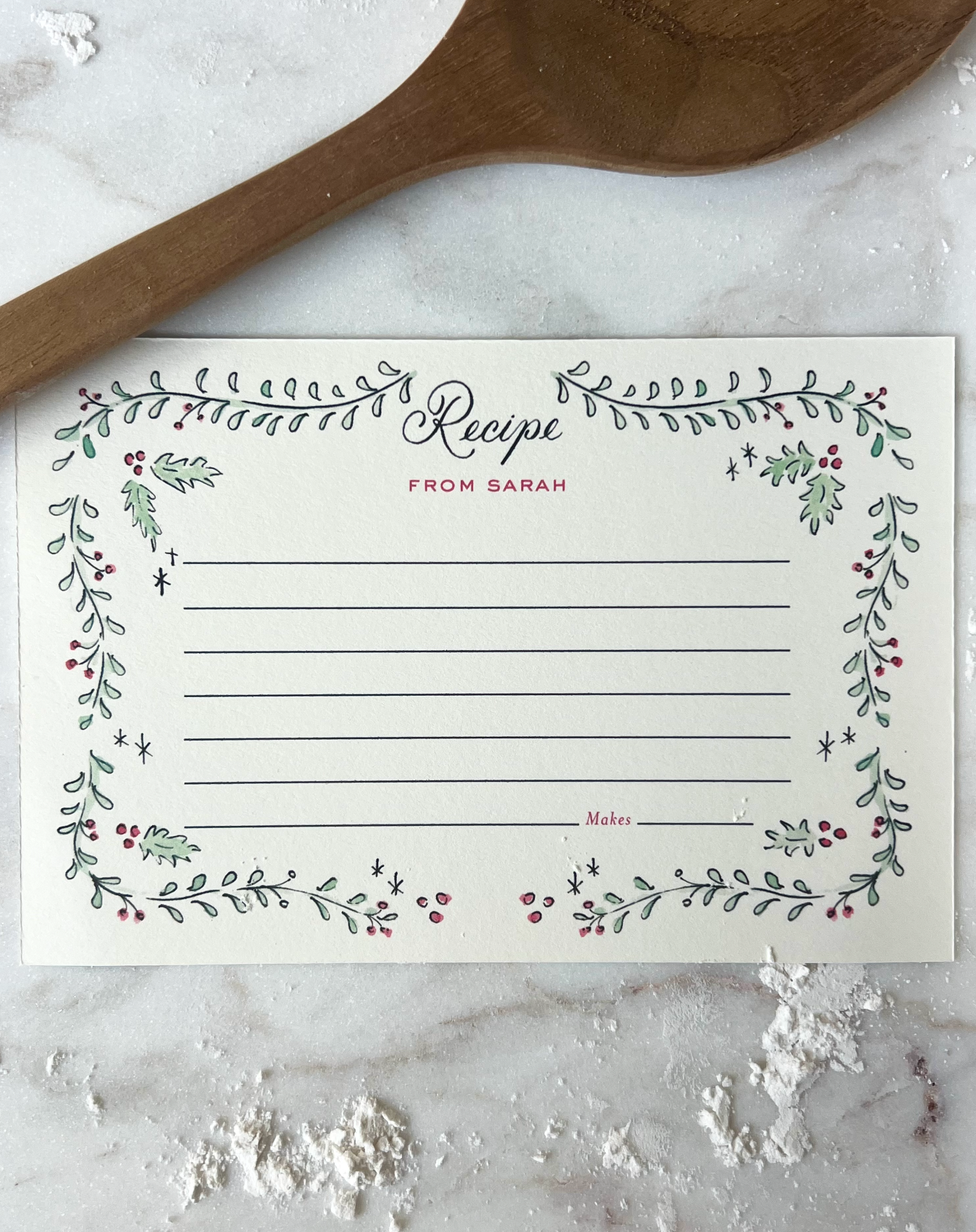 Holly Wreath Recipe Card