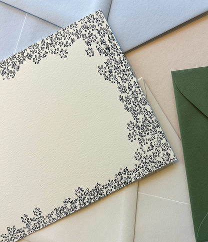Claudette White and Black Border Stationery Set