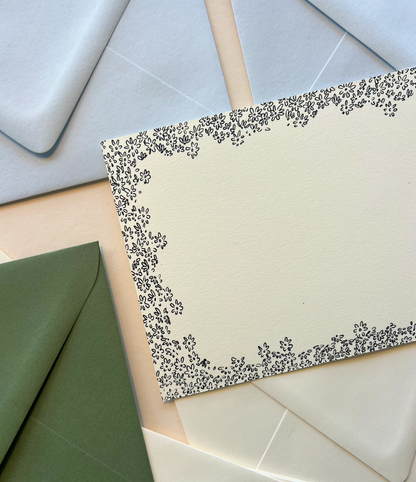 Claudette White and Black Border Stationery Set