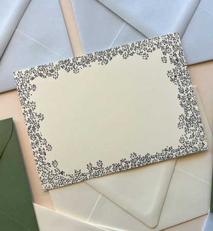 Claudette White and Black Border Stationery Set