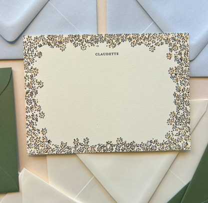 Claudette White and Black Border Stationery Set