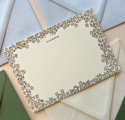 Claudette White and Black Border Stationery Set