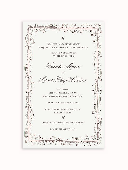 Clara Blush & Sage Main Wedding Invitation