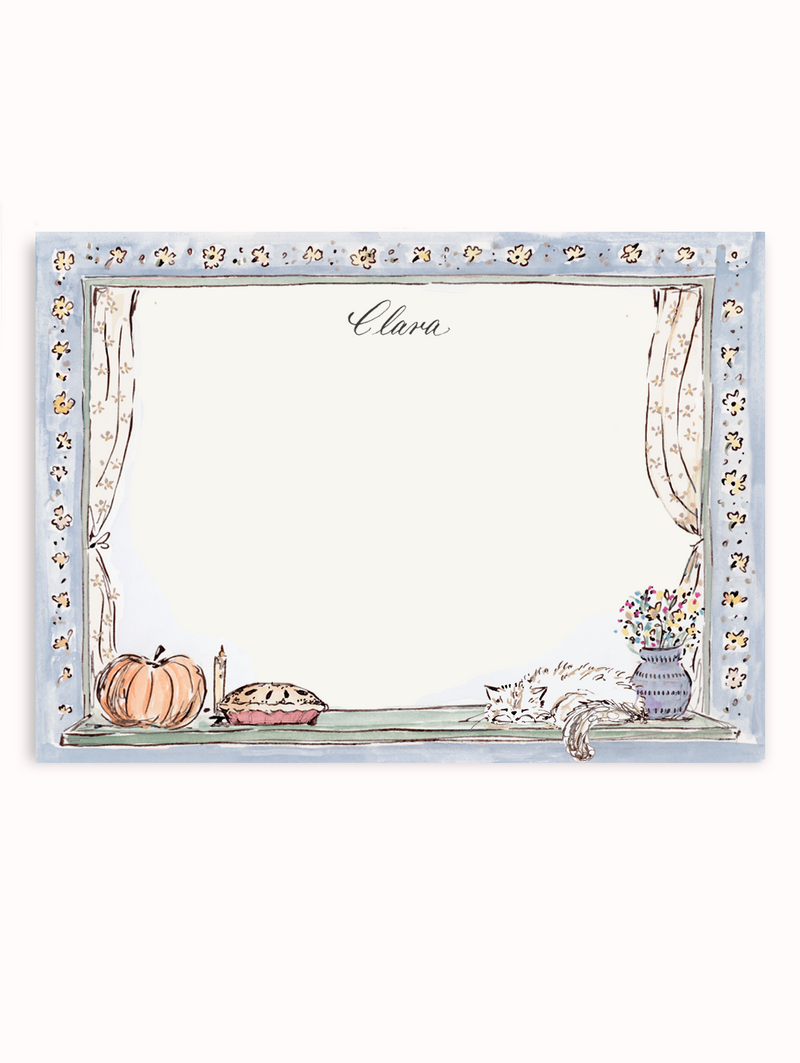 Autumn Windowsill Blue Stationery