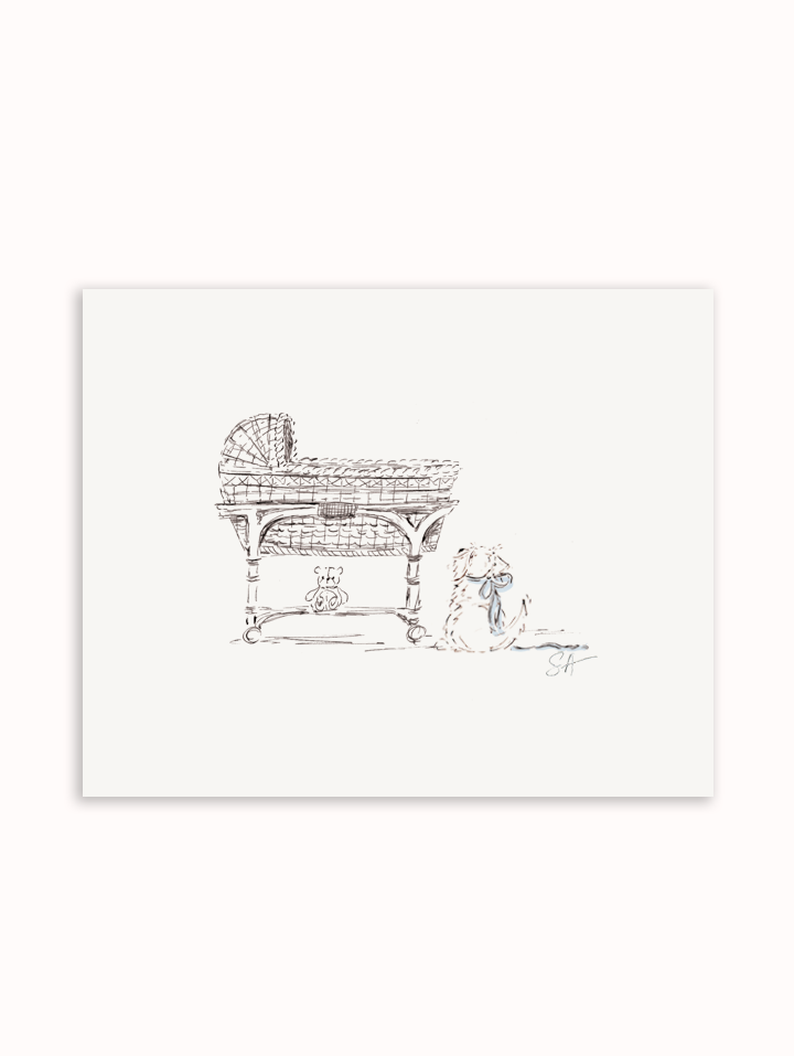 "New Friend" Bassinet Illustration Art Print