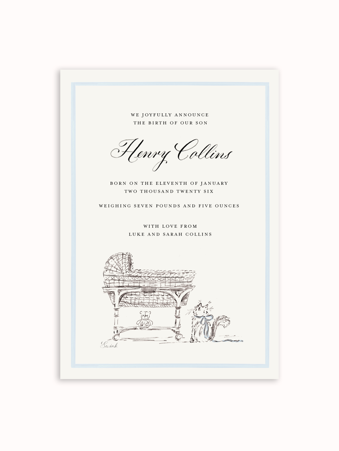 Bassinet Semi Custom Card - Cat