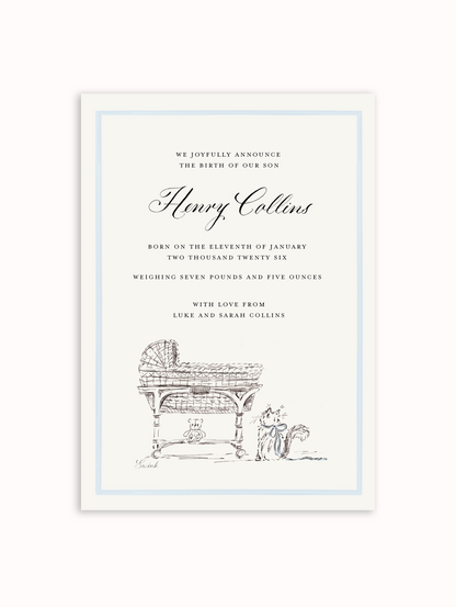 Bassinet Semi Custom Card - Cat
