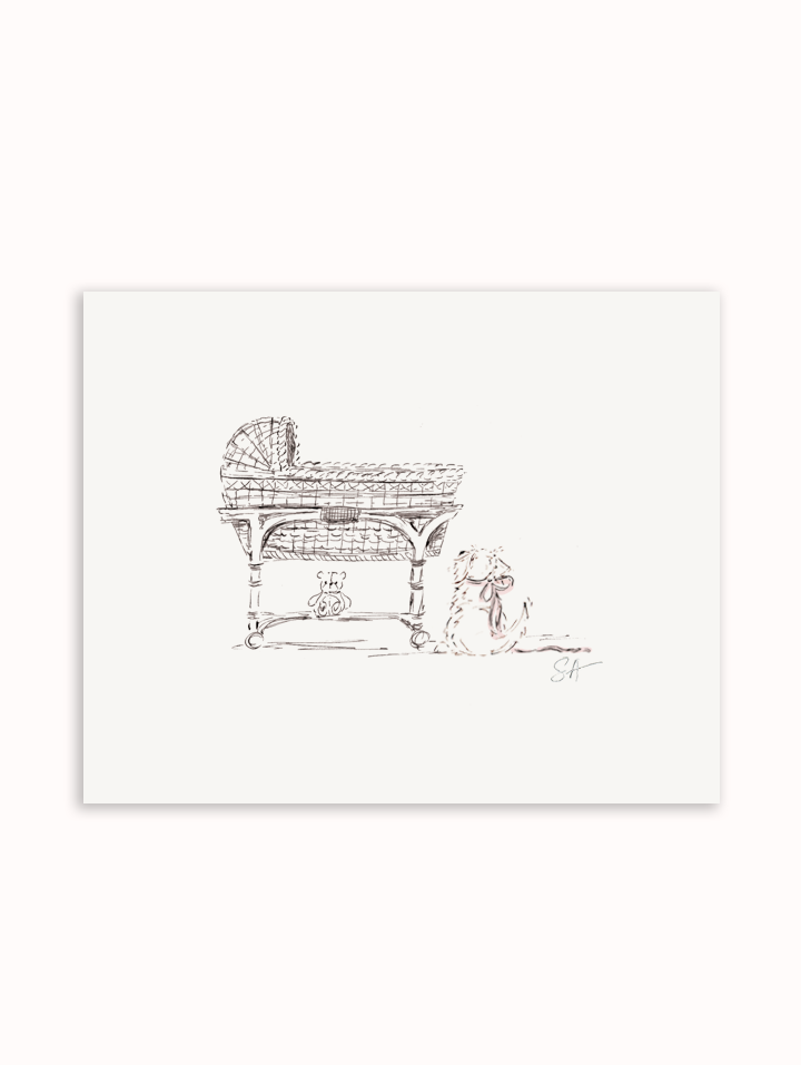 "New Friend" Bassinet Illustration Art Print