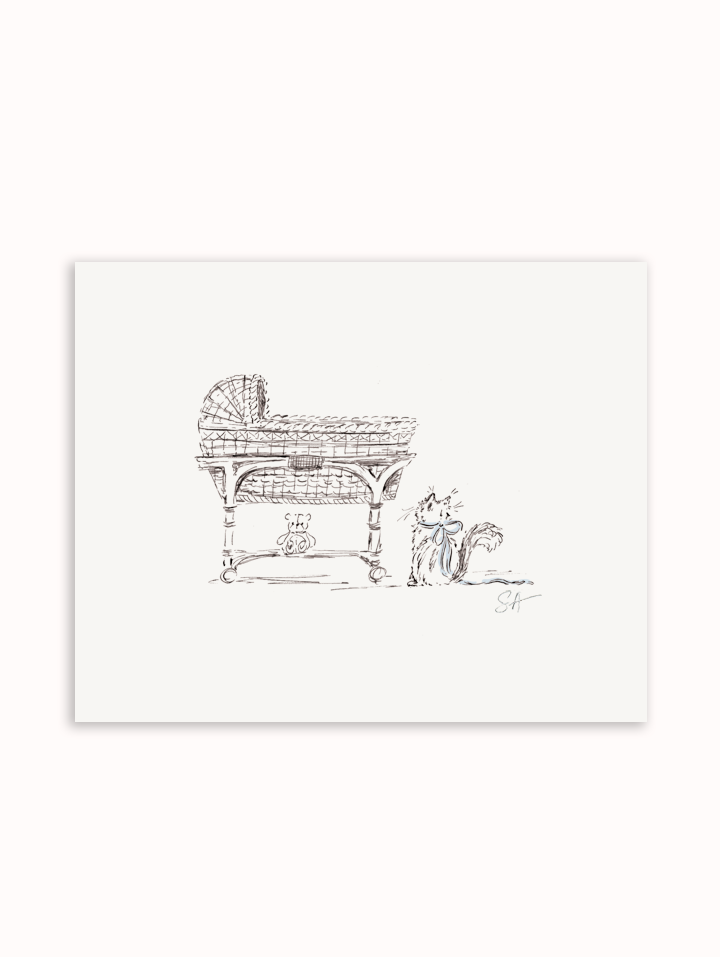 "New Friend" Bassinet Illustration Art Print
