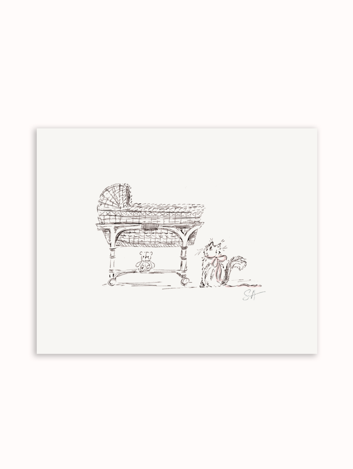 "New Friend" Bassinet Illustration Art Print
