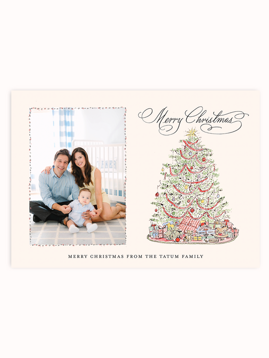 Vintage Christmas Tree Photo Card