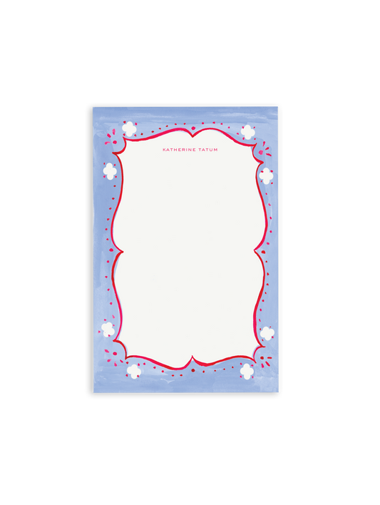 Cottage Border Notepad Cherry and Blue