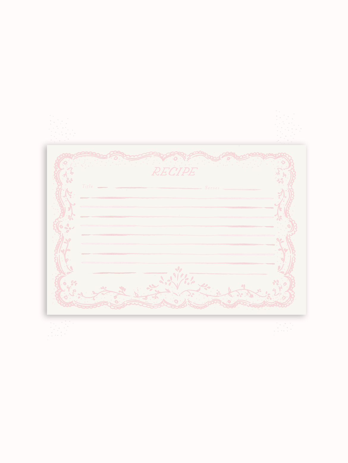 Embroidered Pink Recipe Cards