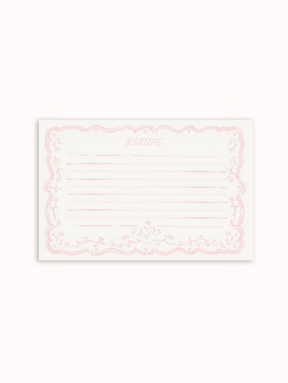 Embroidered Pink Recipe Cards