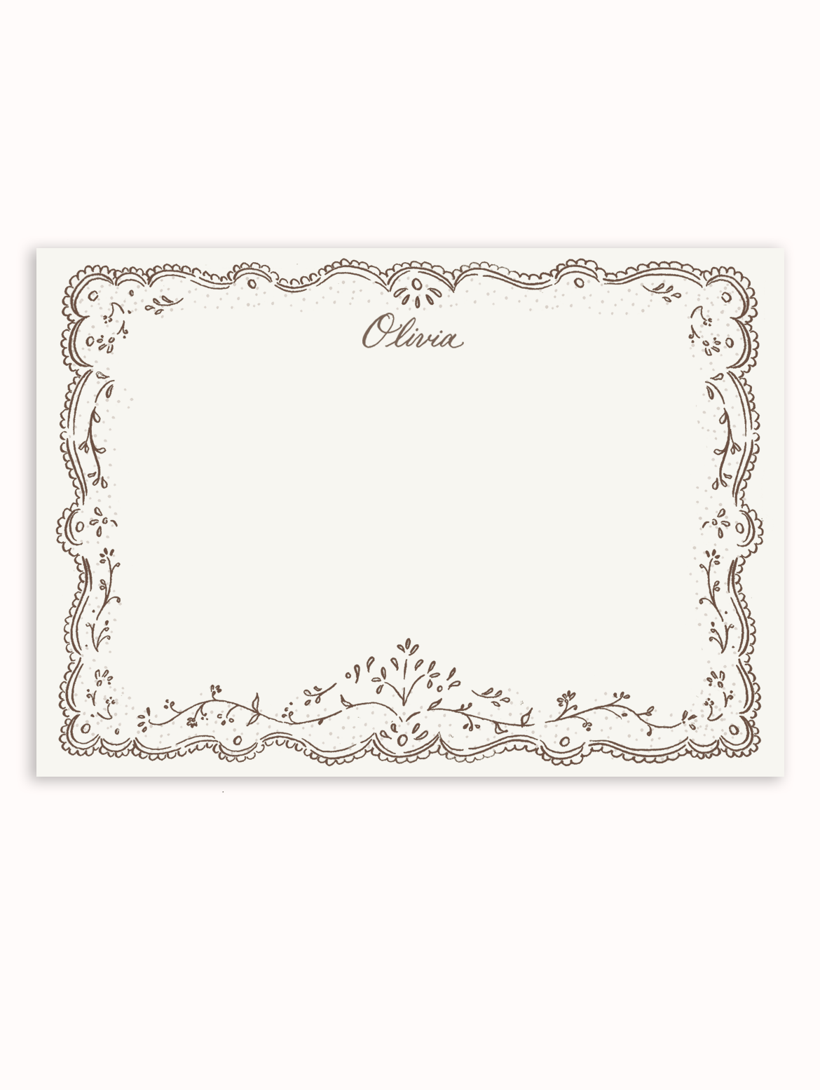 Embroidery Fall Sage Brown Stationery Set