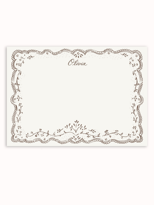 Embroidery Fall Sage Brown Stationery Set
