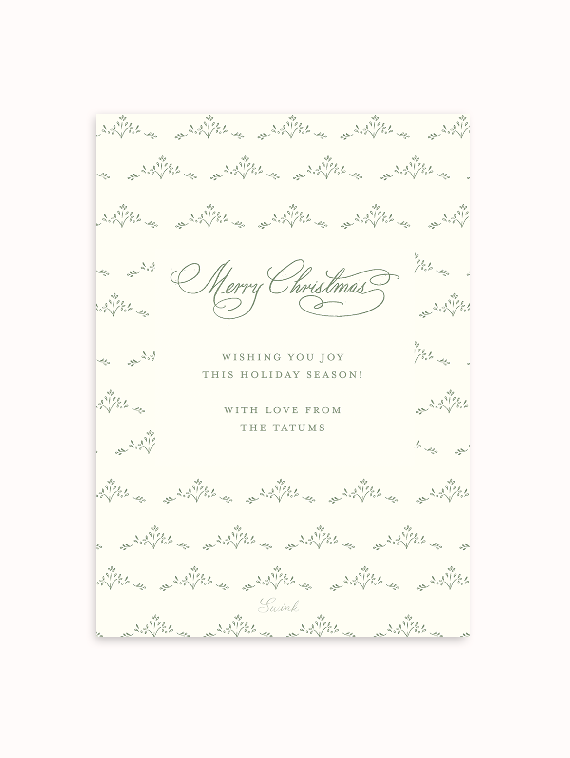 Embroidered Holiday Green Photo Christmas Card