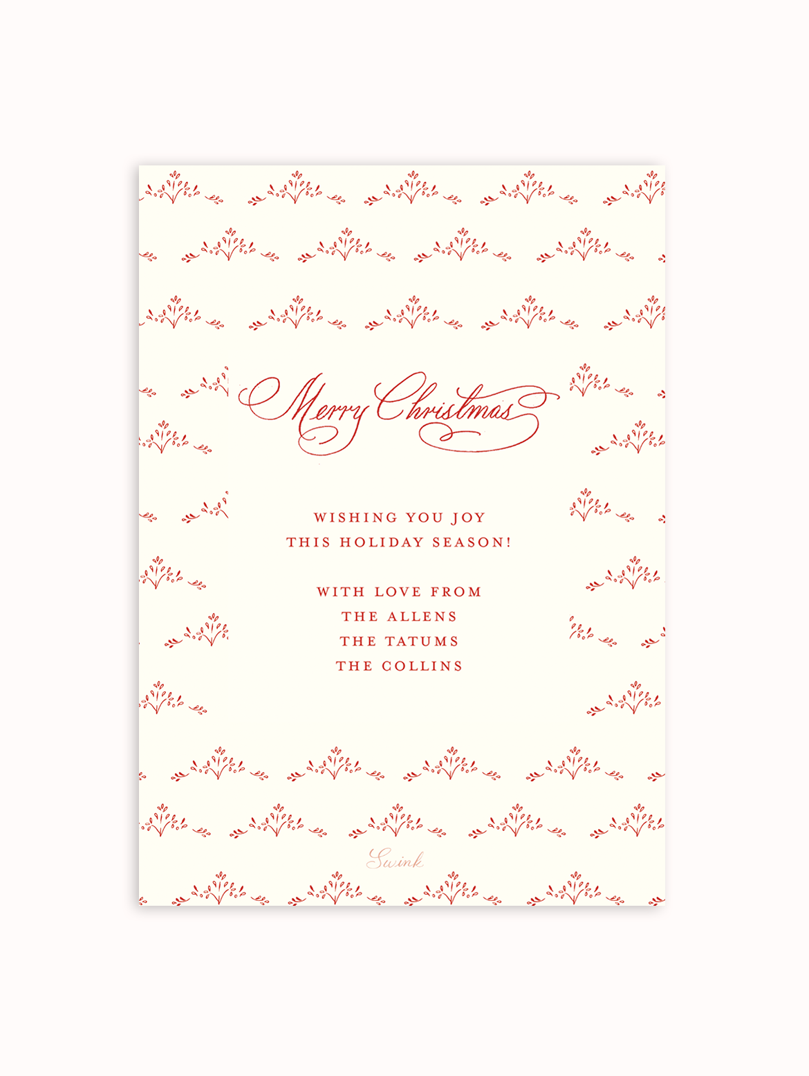 Embroidered Holiday Red Photo Christmas Card