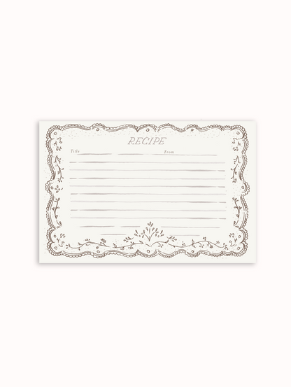 Embroidered Brown Recipe Cards