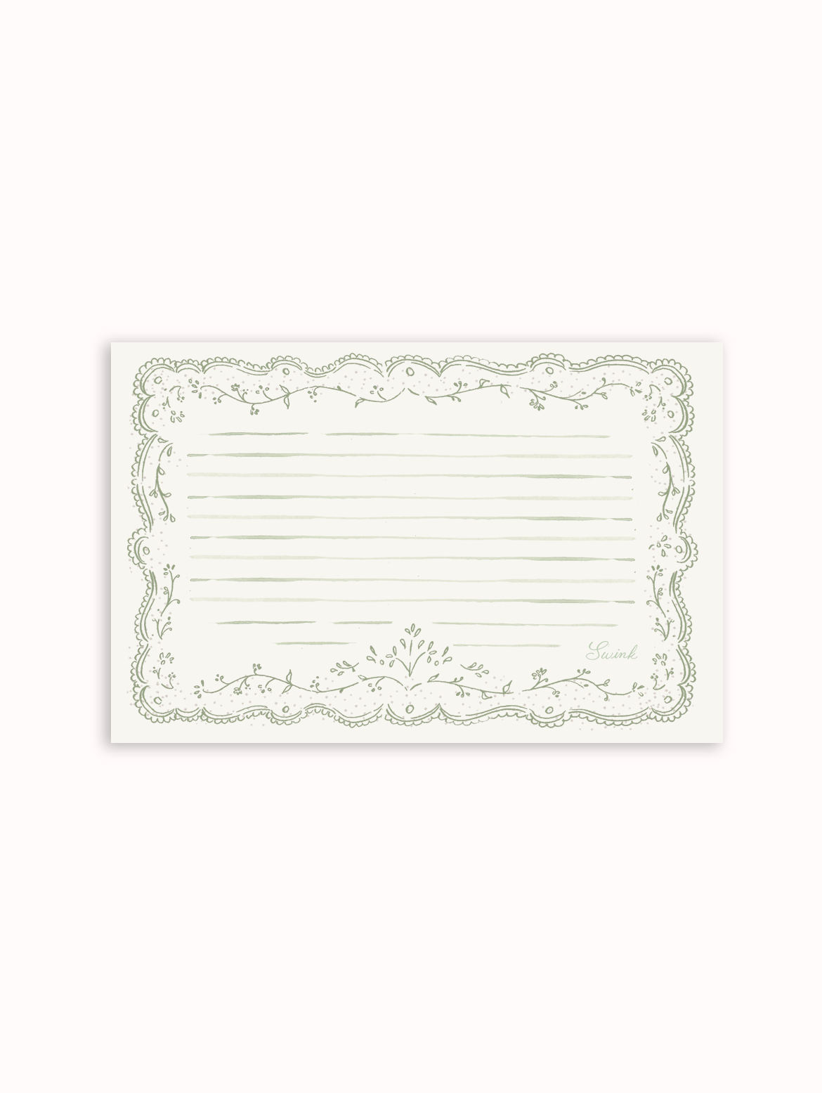Embroidery Green Recipe Cards
