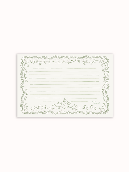 Embroidered Green Recipe Cards