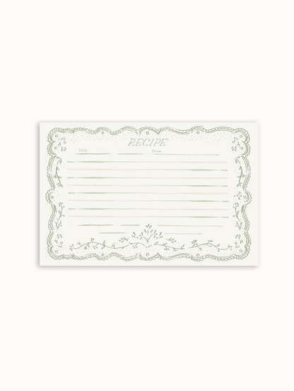 Embroidered Green Recipe Cards