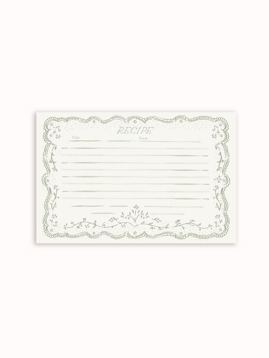 Embroidery Green Recipe Cards