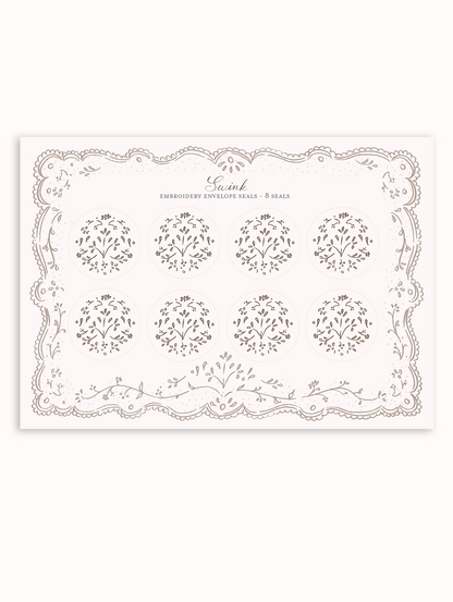Envelope Sticker Seals - Brown Embroidered