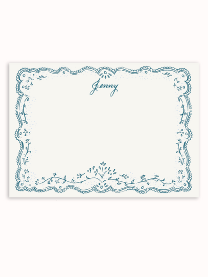Embroidered Fall Teal Stationery Set