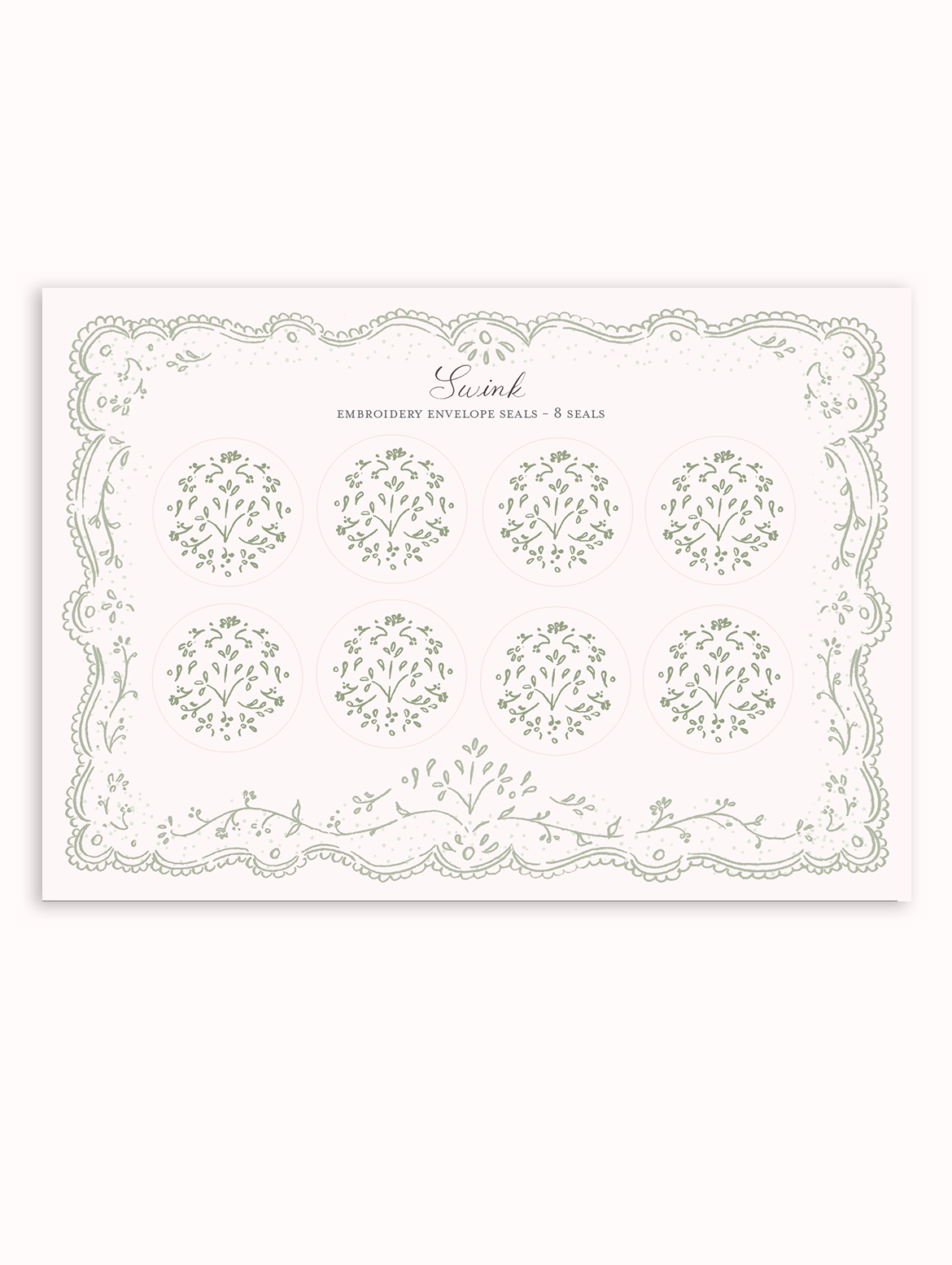 Envelope Seals - Green Embroidery