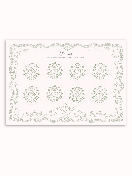 Envelope Seals - Green Embroidery